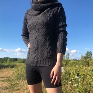 GREY VINTAGE KNITTED SWEATER TURTLENECK